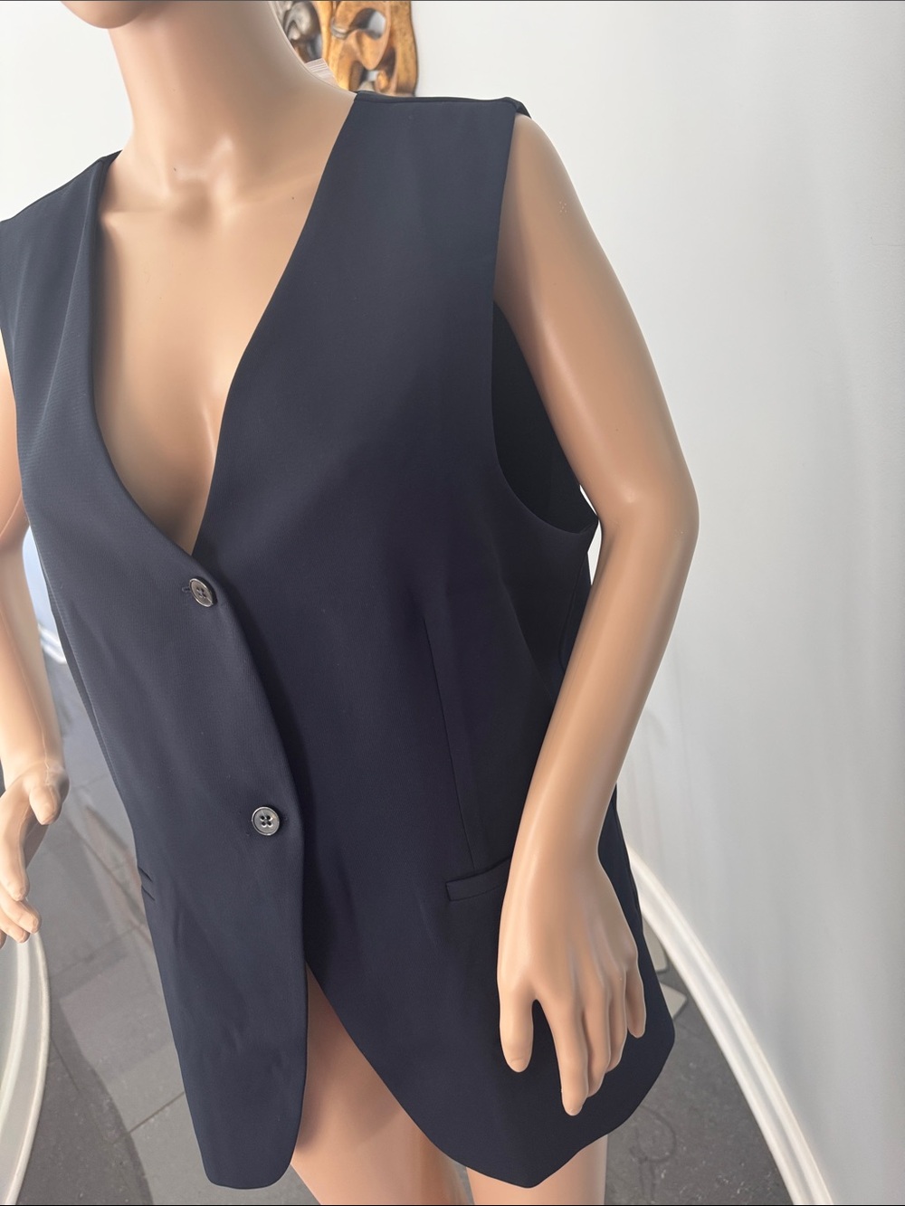 NWT Sleeveless Navy Button Vest - Picture 2 of 8